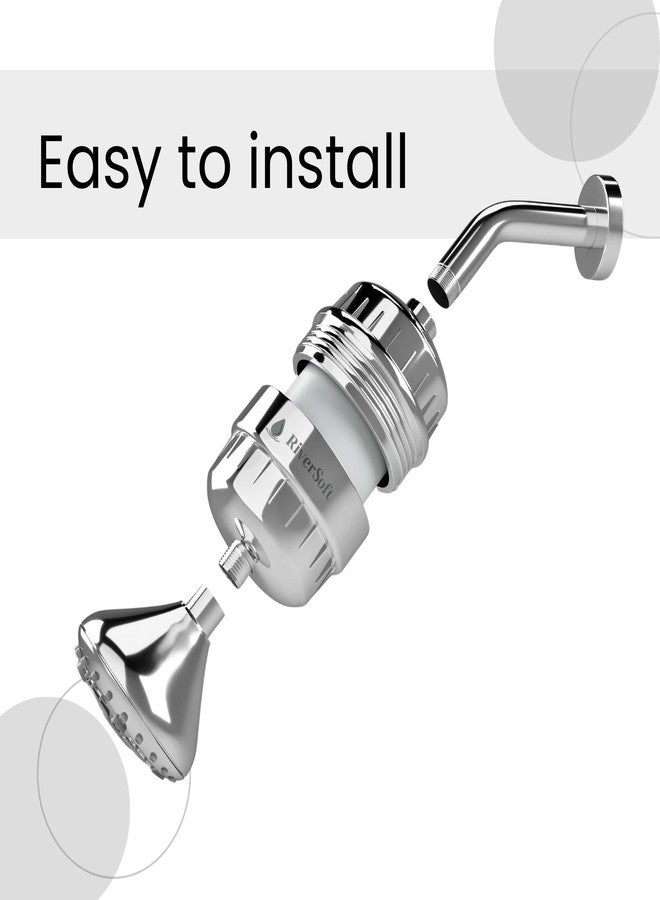 RIVERSOFT SF-15 PRO Shower and tap Filter for Hard Water with 15 Stage | Water Softener for Bathroom | Hard Water Filter (Pack of 1,Chrome) - Image 2